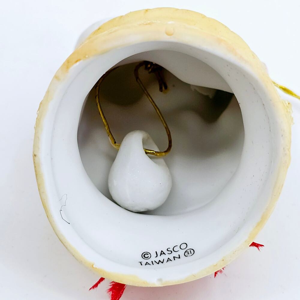 Vintage Jasco Taiwan Bisque Porcelain Bell Toys Christmas Tree Ornament Signed - Picture 3 of 6